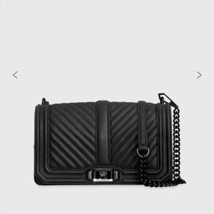 Rebecca Minkoff Chevron Quilted Leather Love Large Crossbody Black